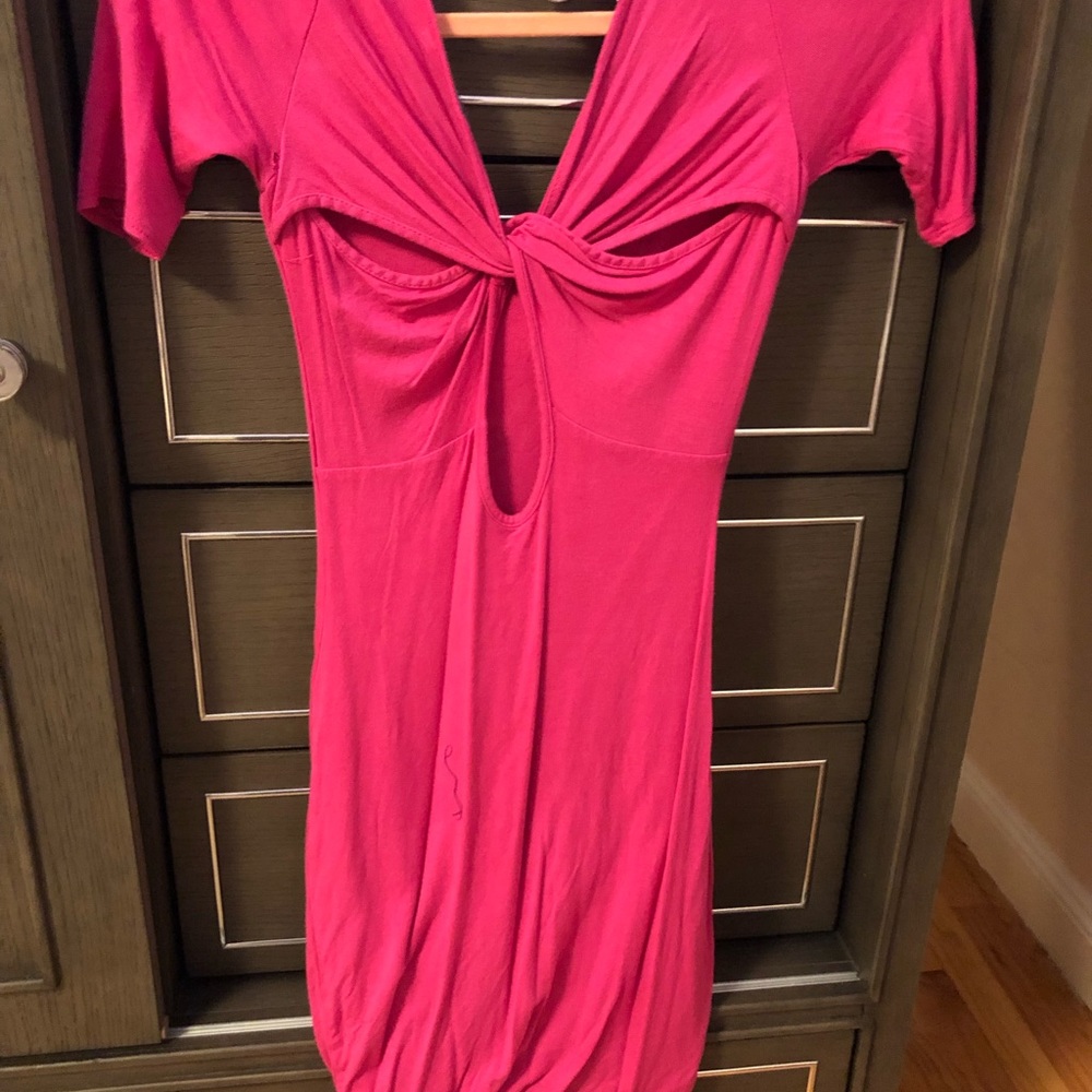 Hot Pink Mini Dress with Back Knot Pattern
